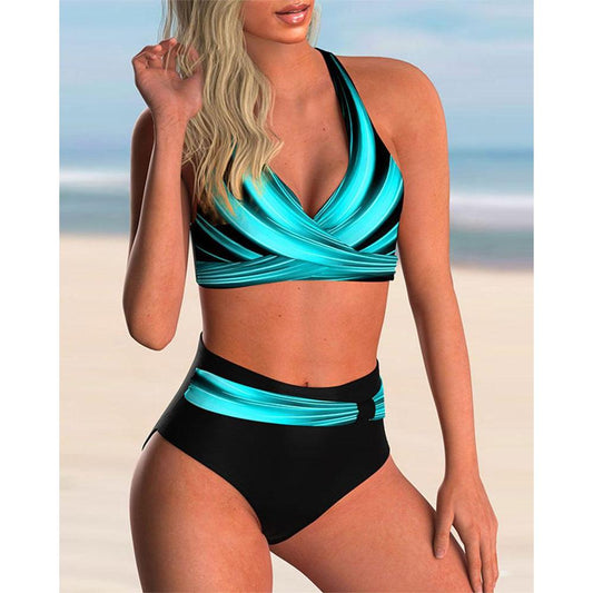 Pippa - Bikini Set with Cross Neckline and Print