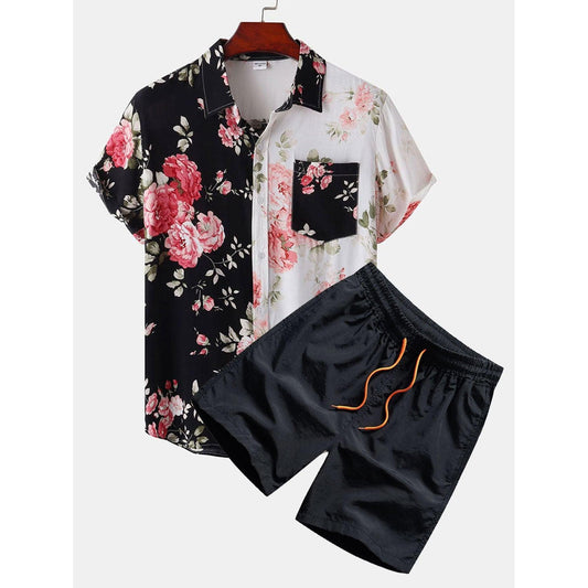 Liam - Two Tone Floral Print Shirt & Swim Shorts