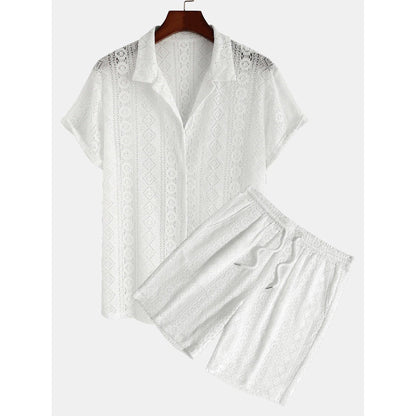 Harry - Geometry Textured Cuban Shirt & Shorts