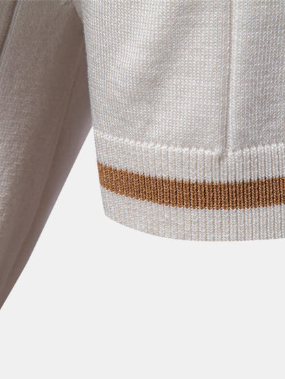 Mitchell - Contrast Trim Zipper Knit Polo Shirt