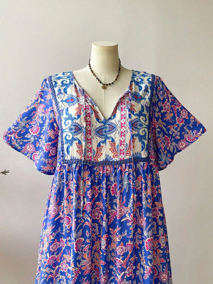 Goldie - Boho Floral Maxi Dress – Plus Size