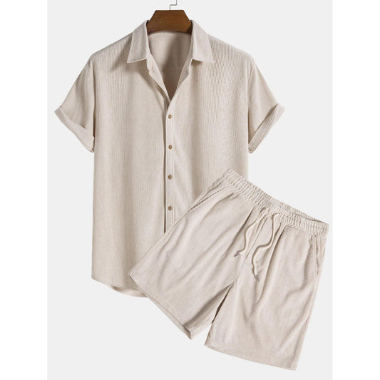 Hayden - Short-Sleeved Corduroy Button Up Shirt & Shorts