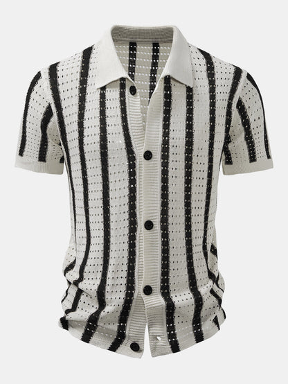 Toby - Stripe Eyelet Knitted Shirt