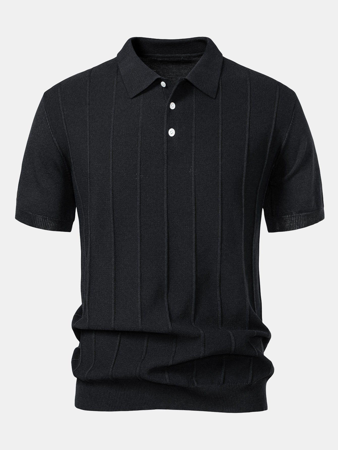 Cooper - Stripe Jacquard Knit Polo Shirt & Straight Leg Ribbed Pants