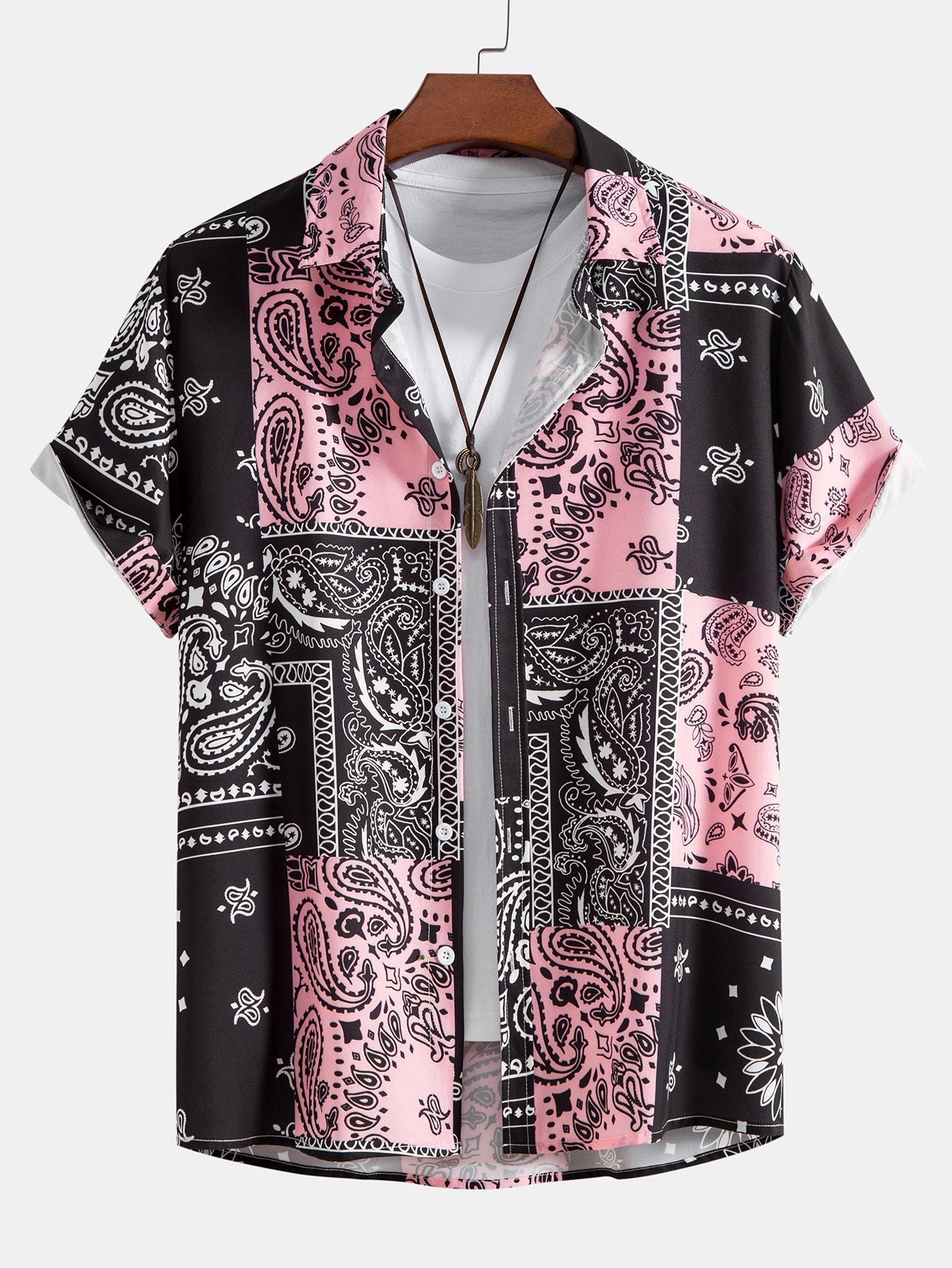 Max - Paisley Print Button Up Shirt #Random pattern design# & Swim Shorts