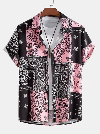 Max - Paisley Print Button Up Shirt #Random pattern design# & Swim Shorts