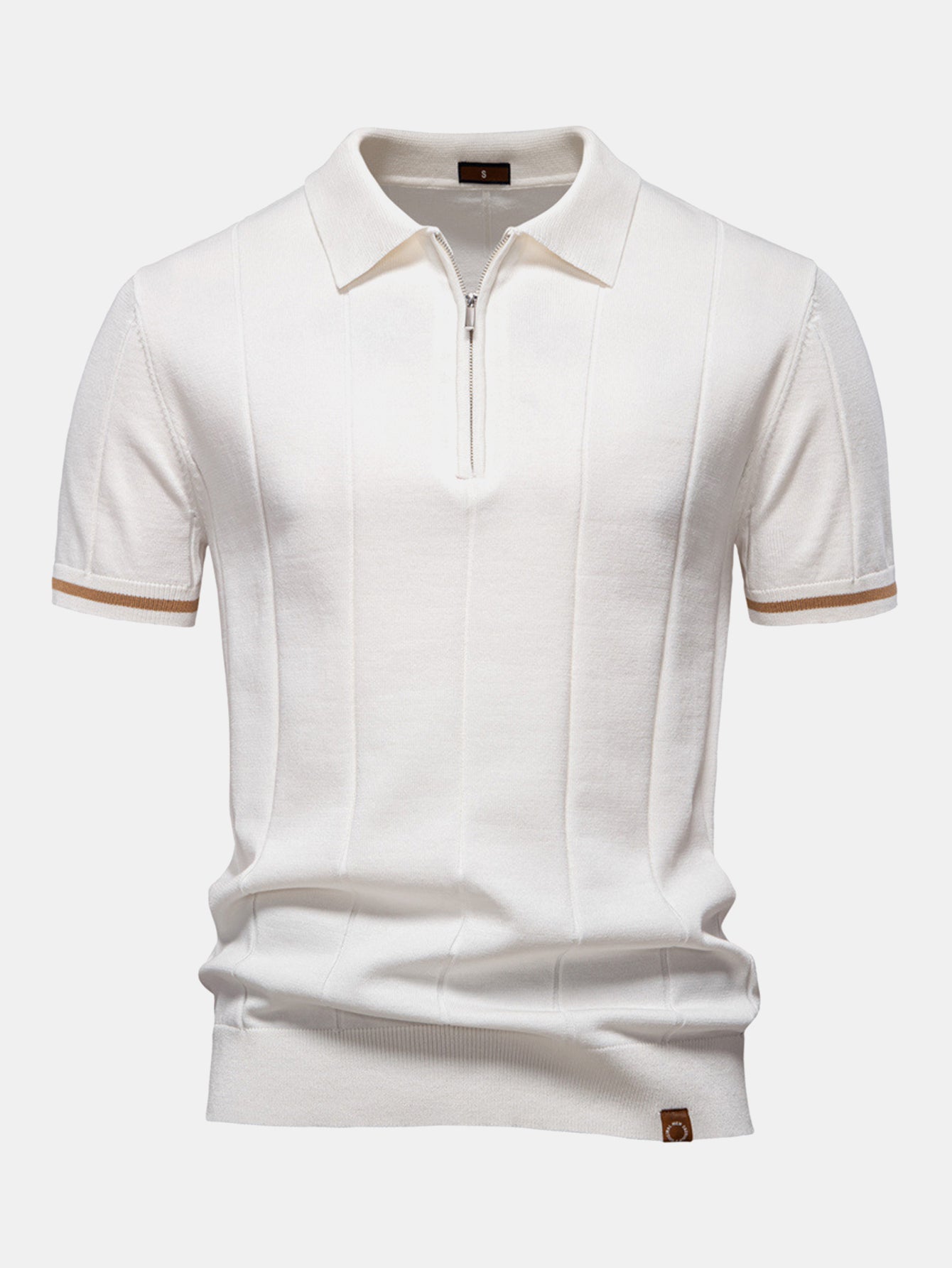 Mitchell - Contrast Trim Zipper Knit Polo Shirt