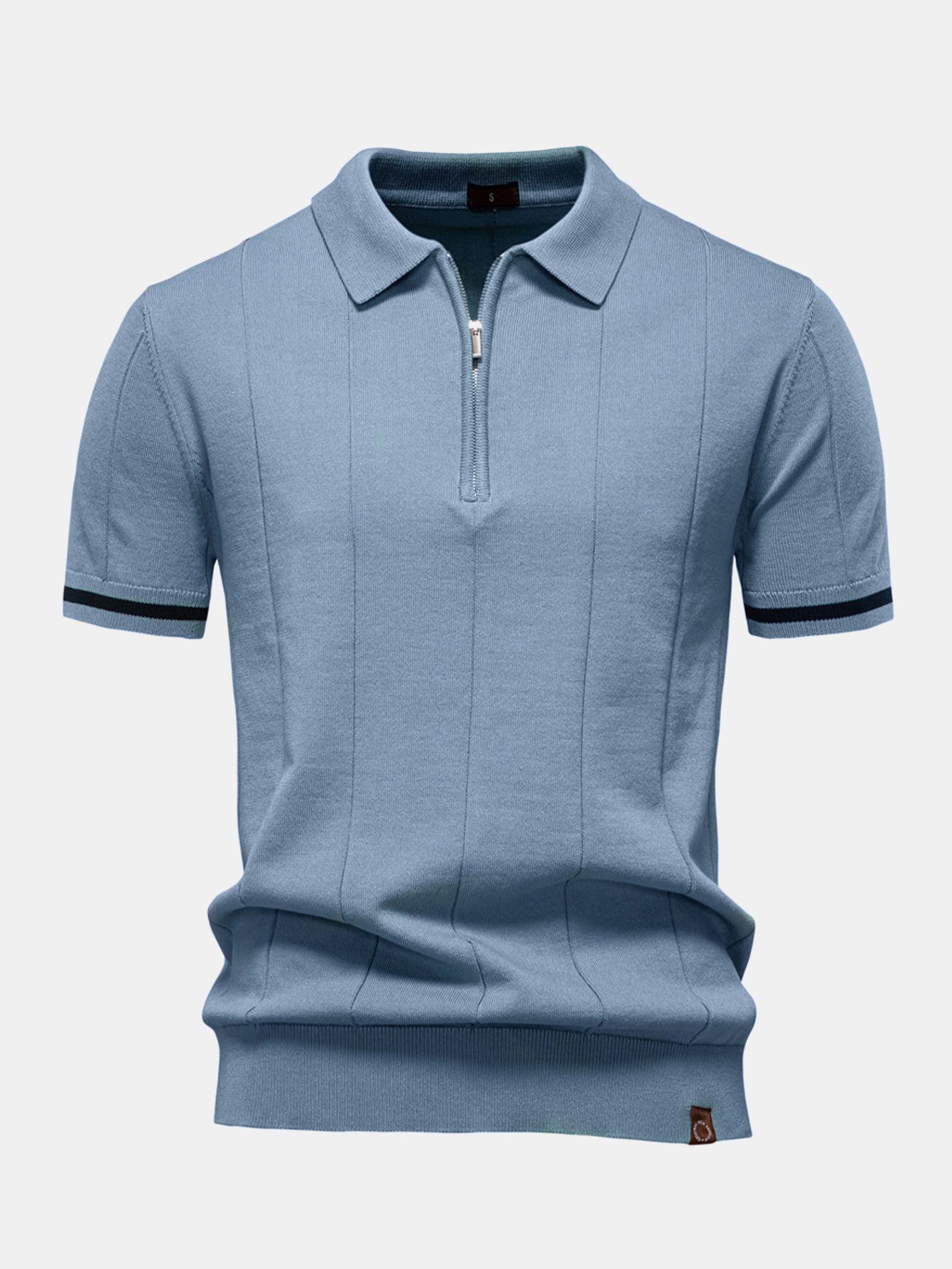 Mitchell - Contrast Trim Zipper Knit Polo Shirt