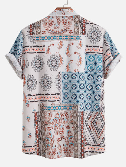 Samuel - Scarf Print Button Up Shirt & Swim Shorts