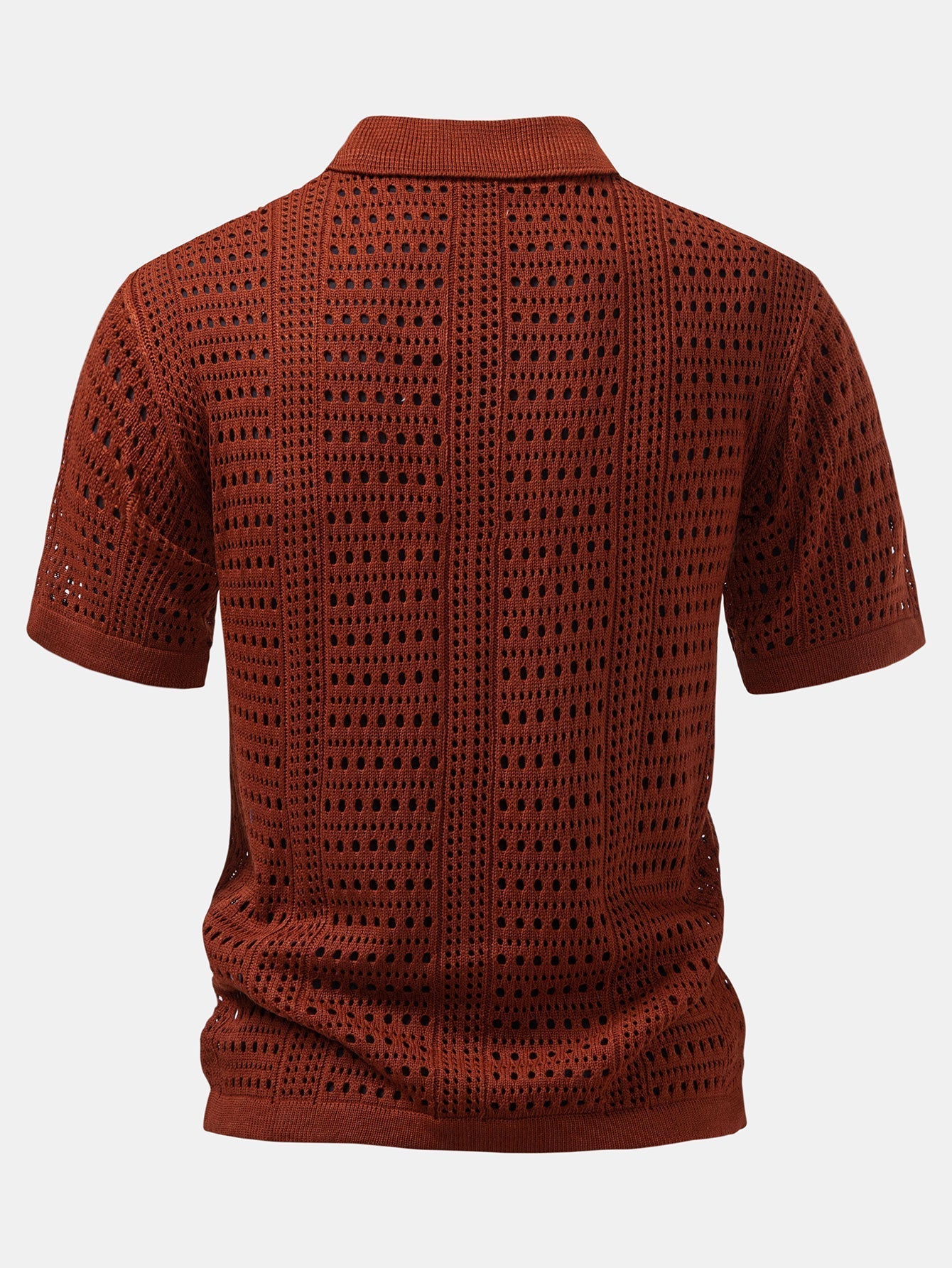 Blake - Crochet  V Neck Polo Shirt