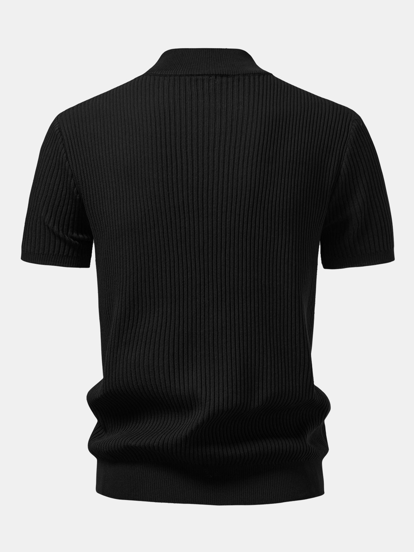 Lachlan - Ribbed Mock Neck Knitted Sweater T-Shirt