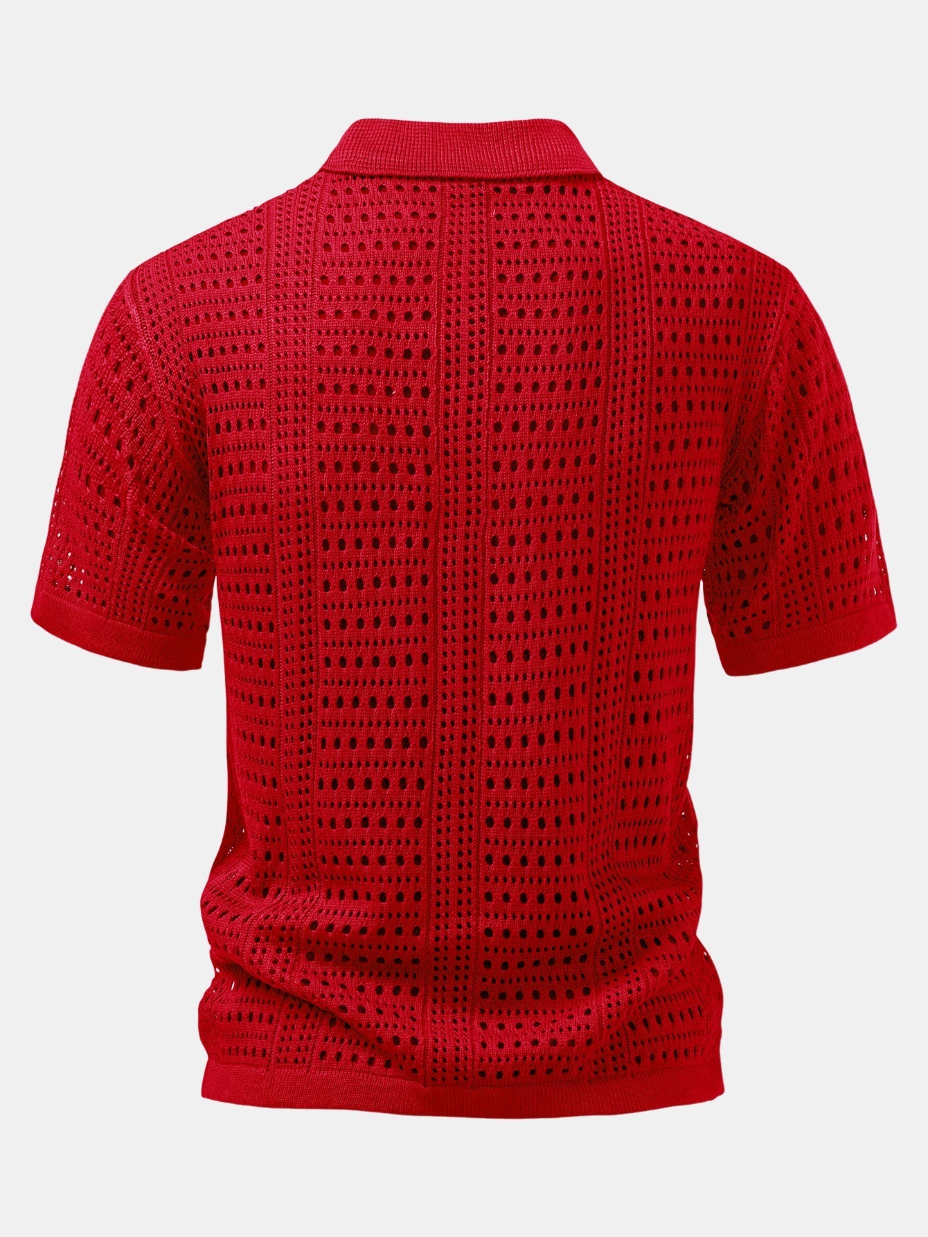 Blake - Crochet  V Neck Polo Shirt