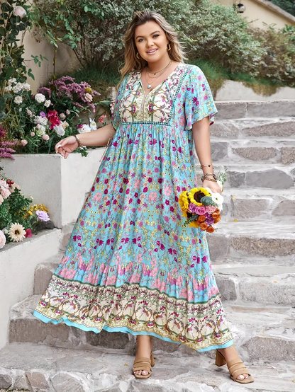Stevie - Boho Floral Maxi Dress – Plus Size