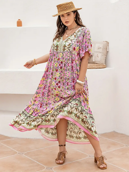 Cleo - Boho Floral Maxi Dress – Plus Size