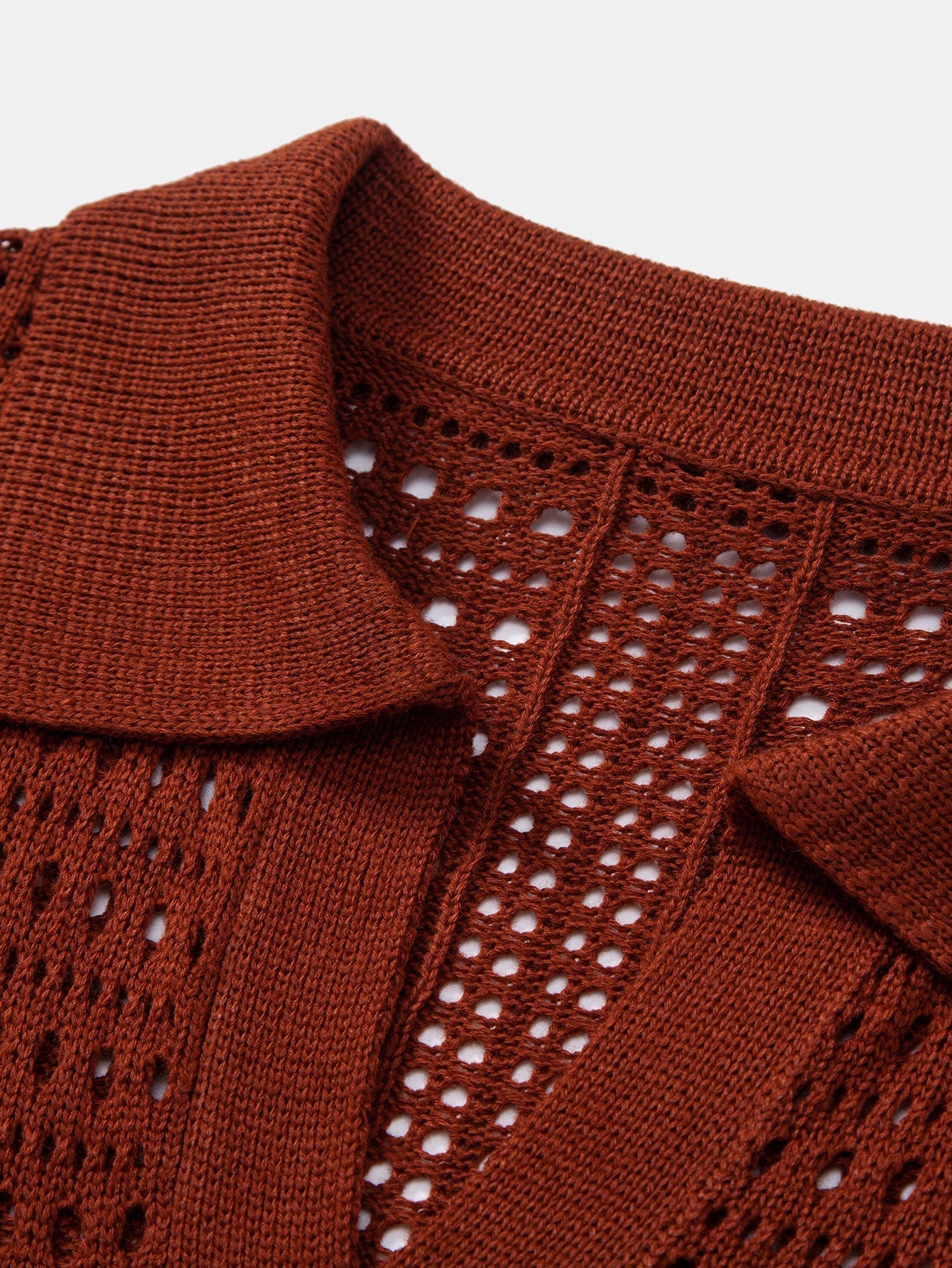 Blake - Crochet  V Neck Polo Shirt