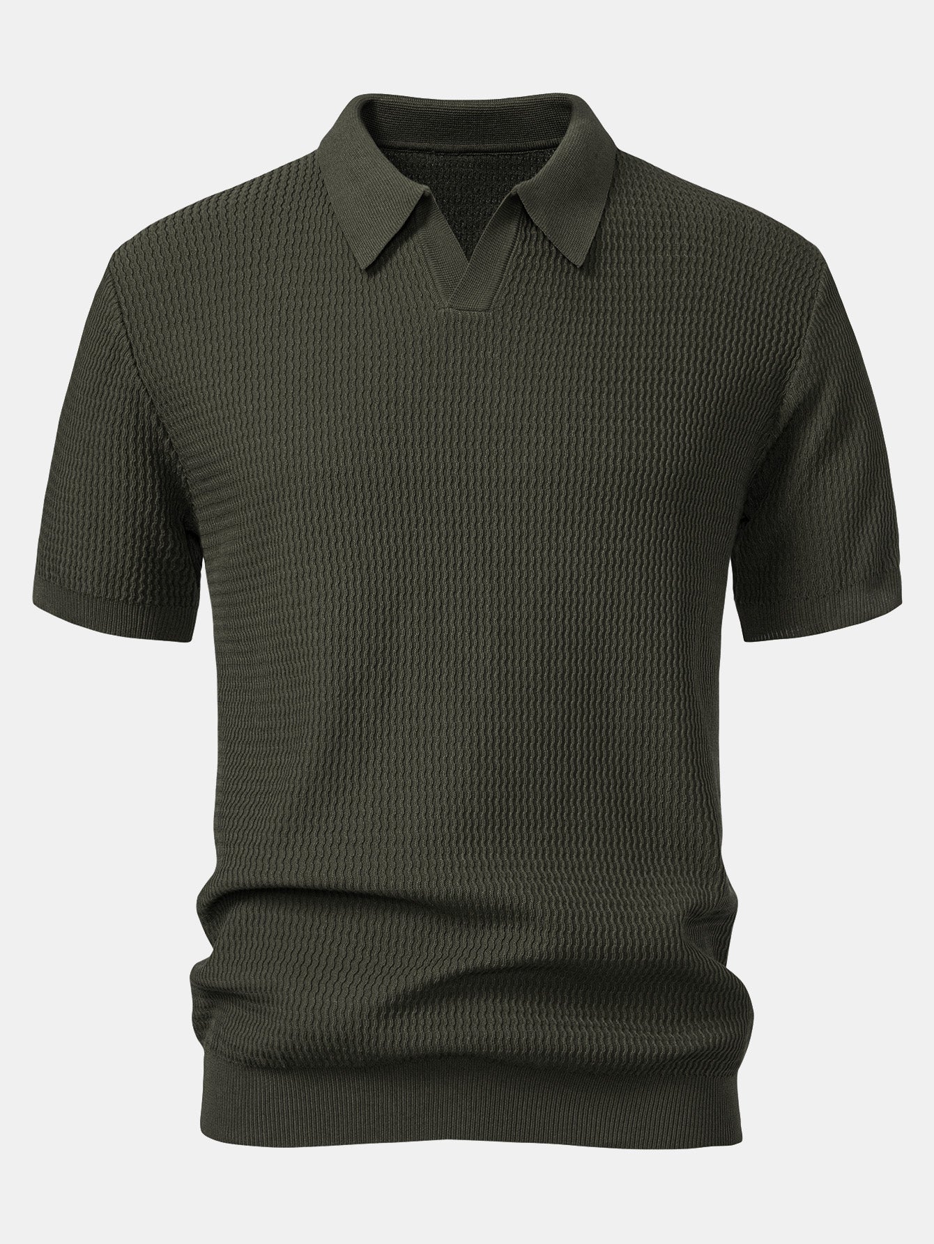 Jack - Wave Jacquard Knit V Neck Polo Shirt & Slim Fit Tapered Trousers