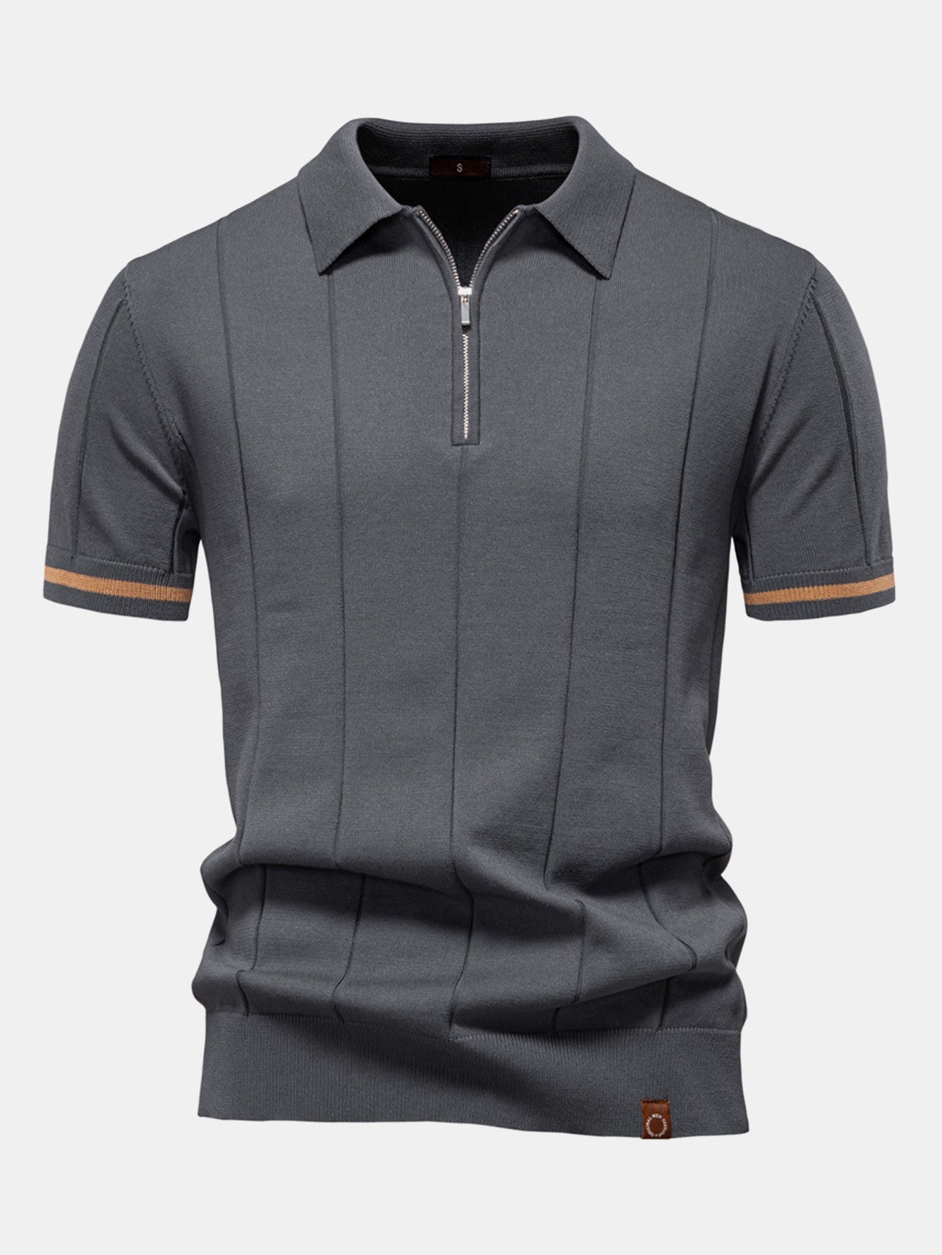 Mitchell - Contrast Trim Zipper Knit Polo Shirt