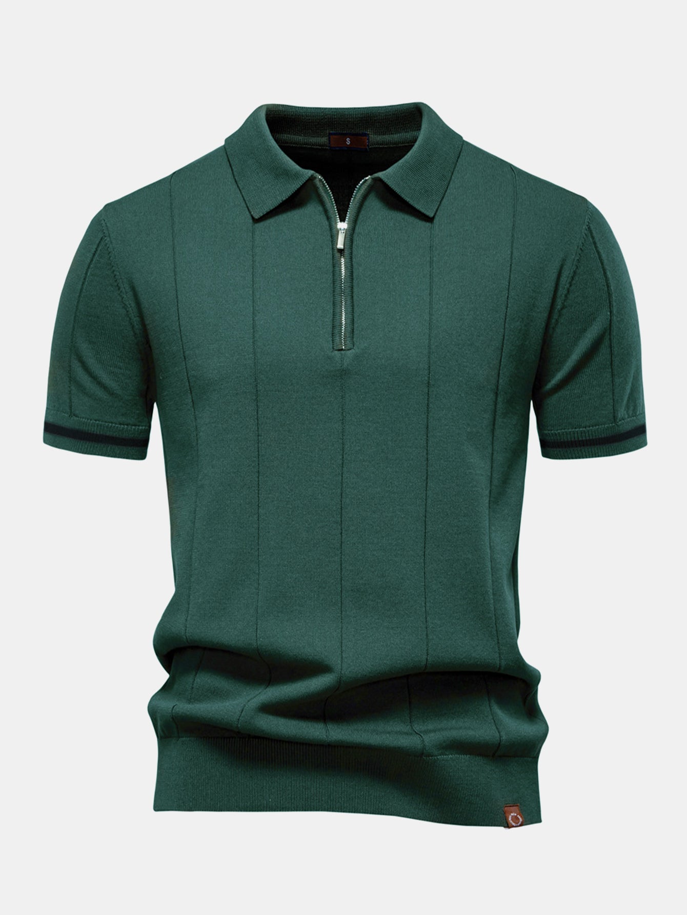 Mitchell - Contrast Trim Zipper Knit Polo Shirt