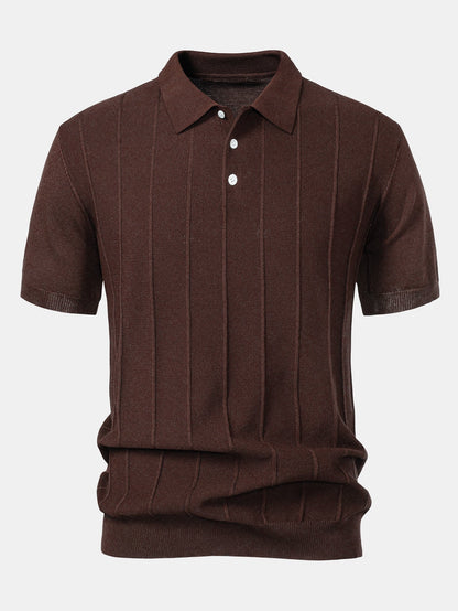 Cooper - Stripe Jacquard Knit Polo Shirt & Straight Leg Ribbed Pants