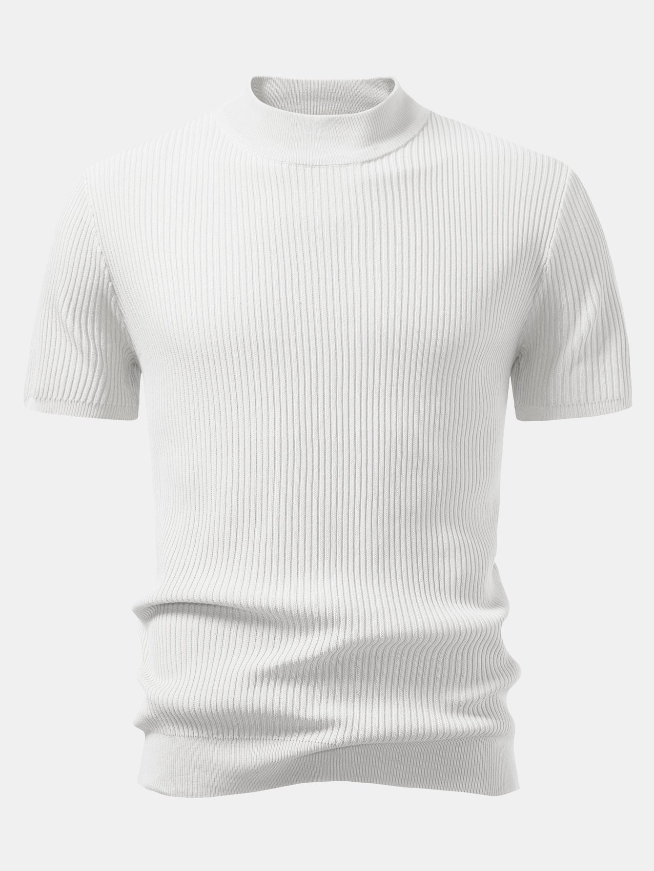 Lachlan - Ribbed Mock Neck Knitted Sweater T-Shirt