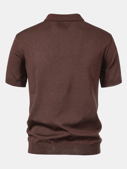 Cooper - Stripe Jacquard Knit Polo Shirt & Straight Leg Ribbed Pants