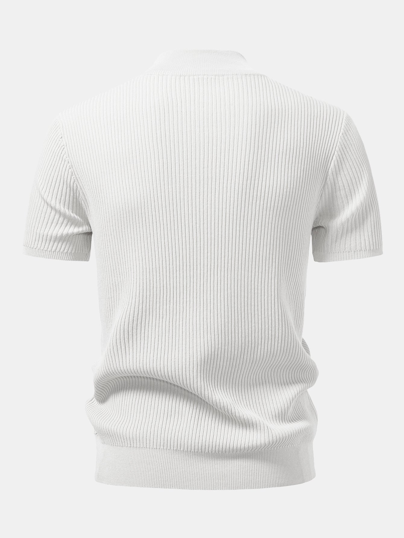 Lachlan - Ribbed Mock Neck Knitted Sweater T-Shirt