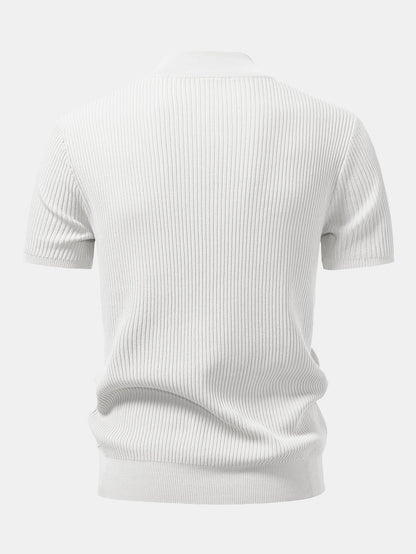 Lachlan - Ribbed Mock Neck Knitted Sweater T-Shirt