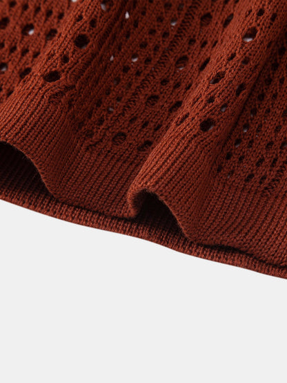 Blake - Crochet  V Neck Polo Shirt