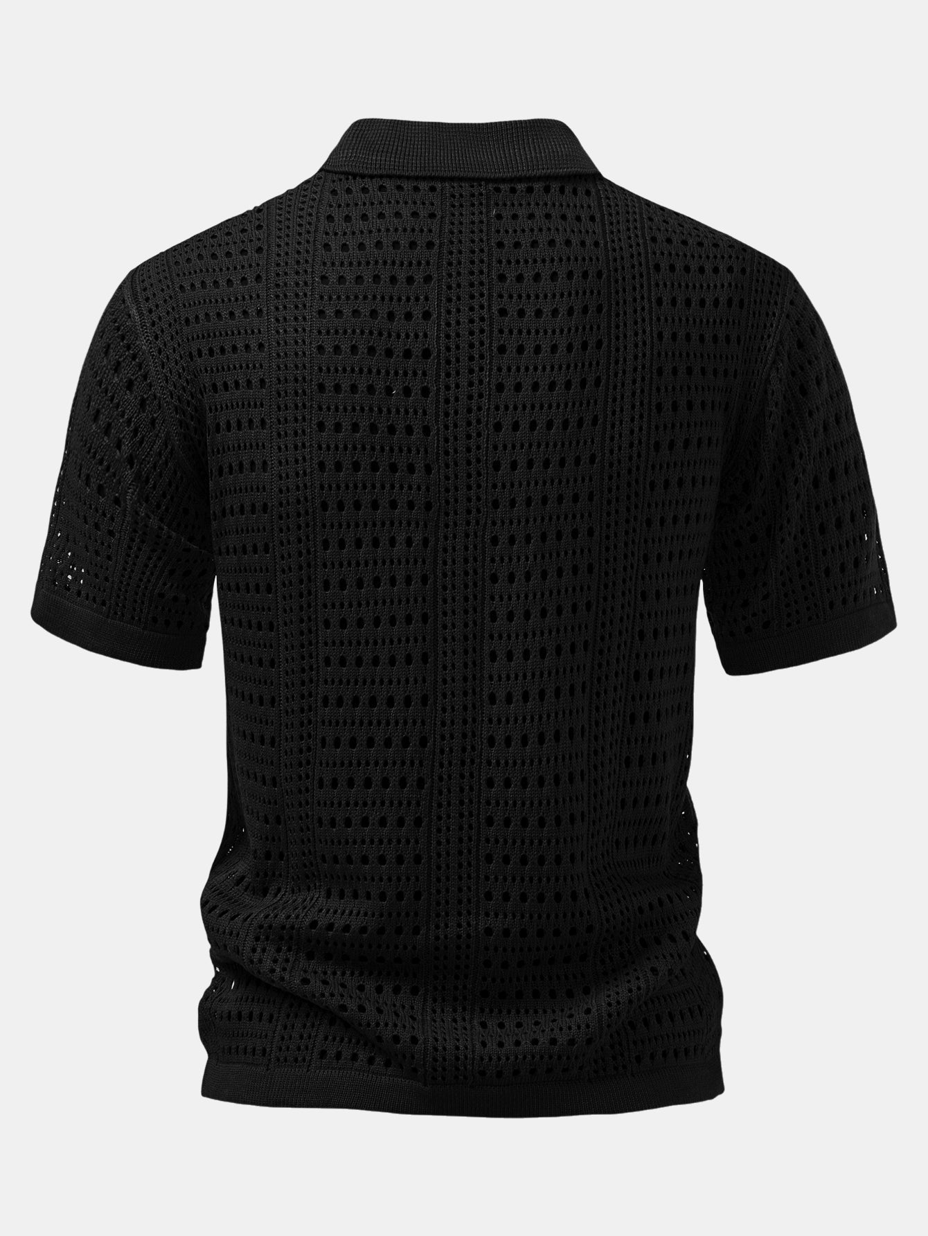 Blake - Crochet  V Neck Polo Shirt