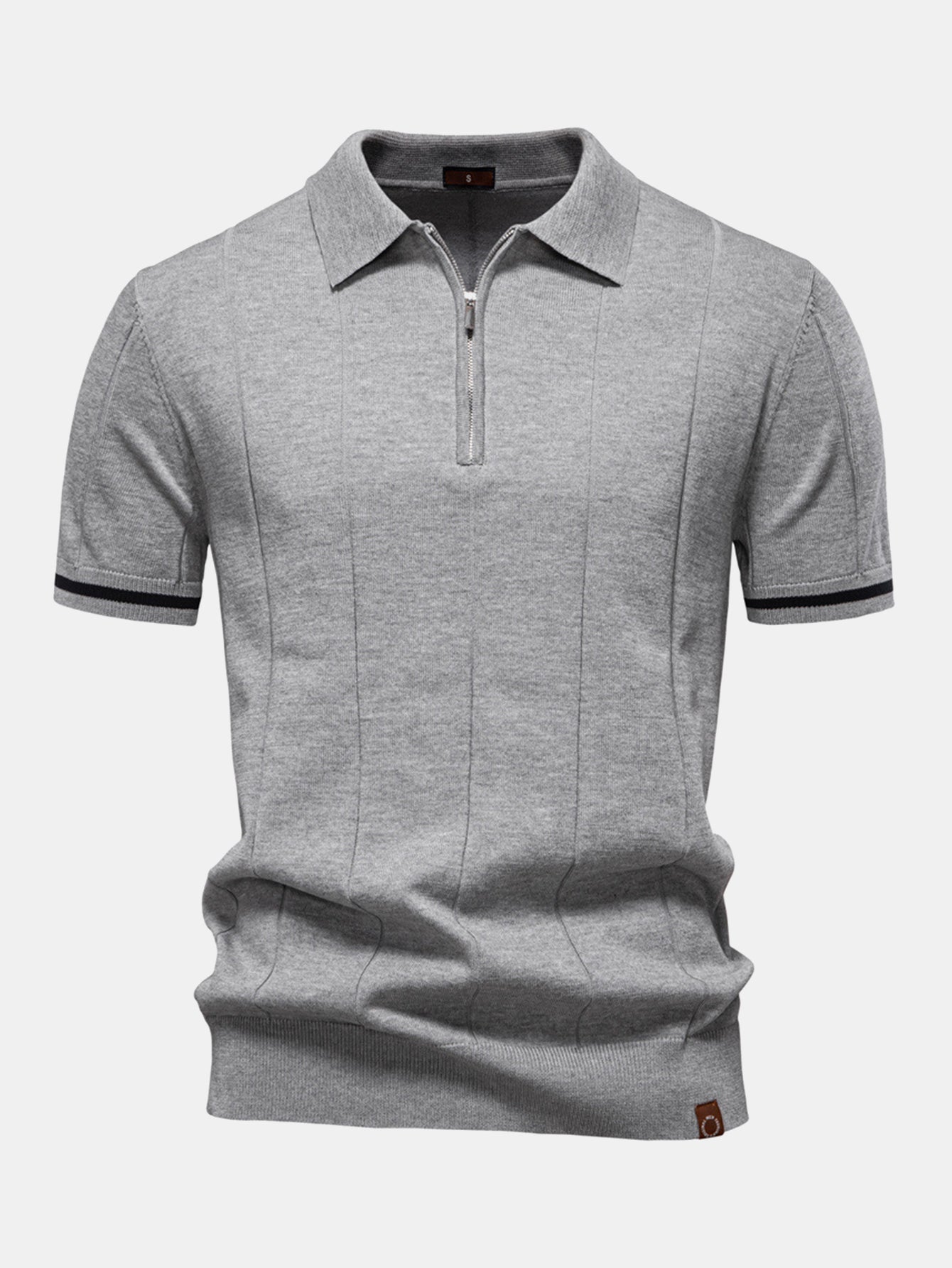 Mitchell - Contrast Trim Zipper Knit Polo Shirt