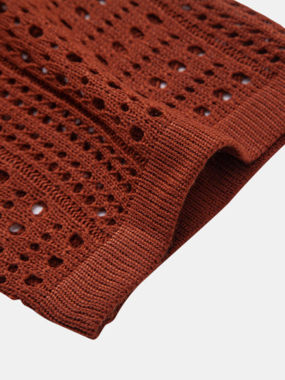 Blake - Crochet  V Neck Polo Shirt