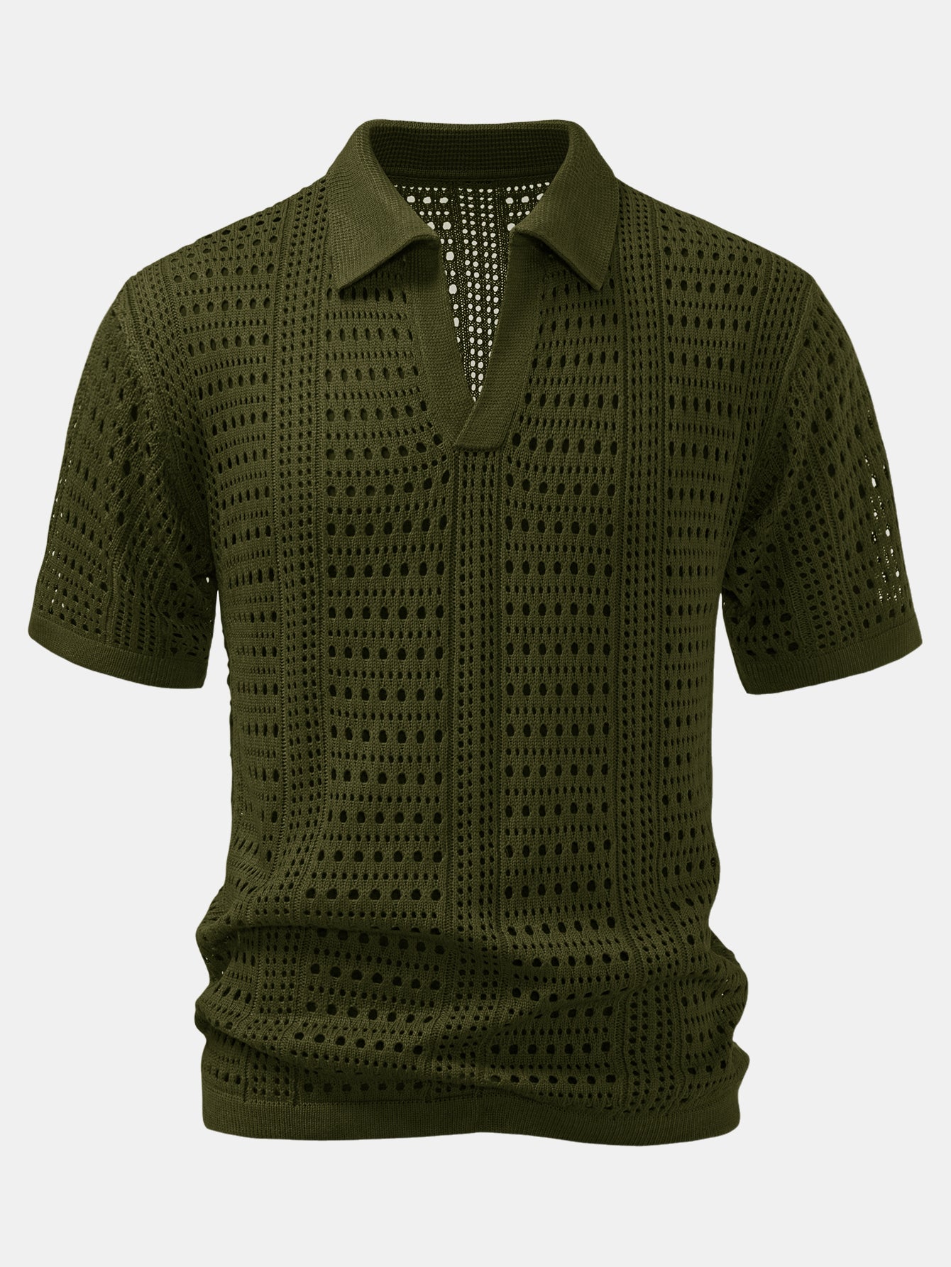 Blake - Crochet  V Neck Polo Shirt