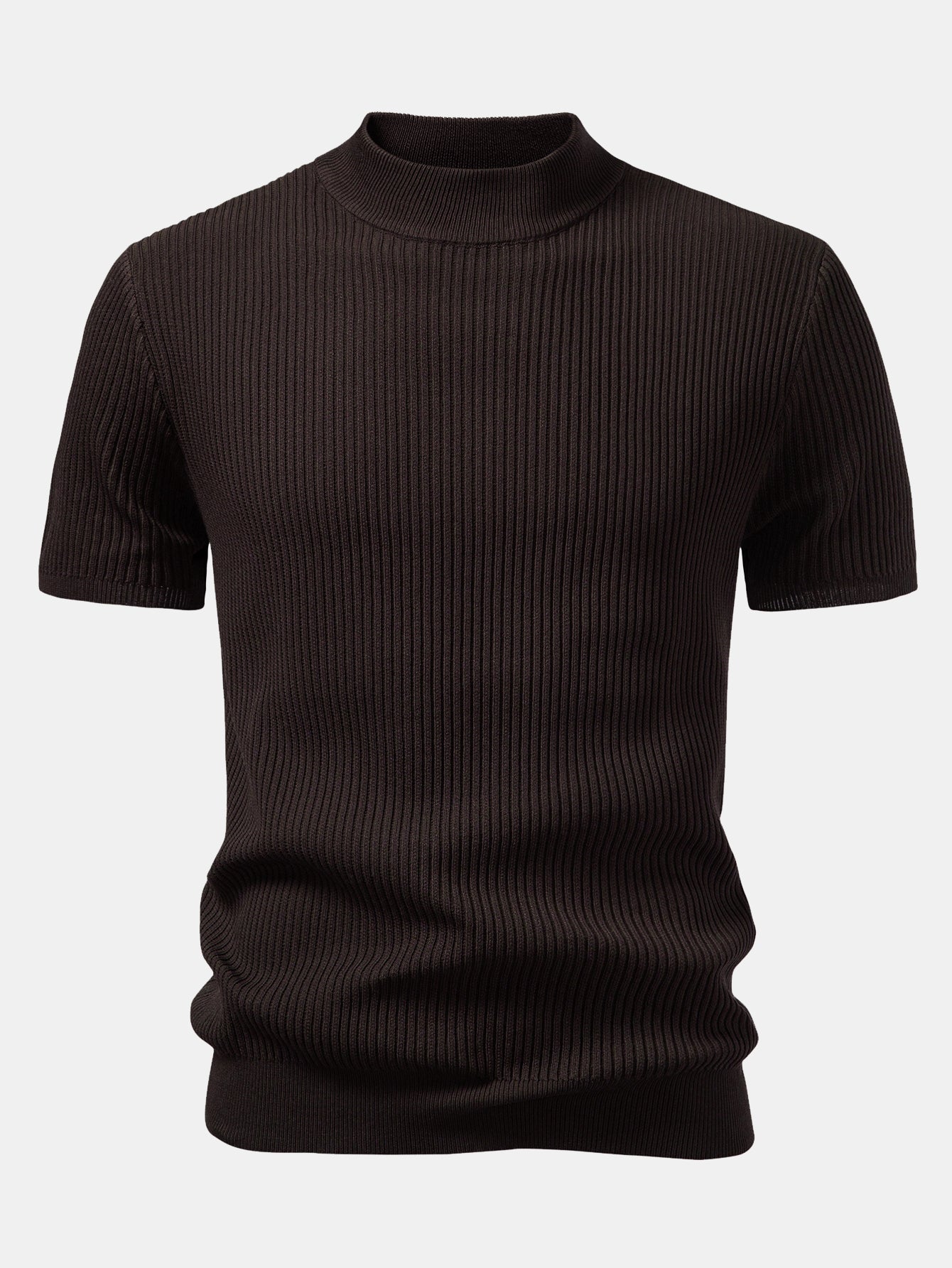 Lachlan - Ribbed Mock Neck Knitted Sweater T-Shirt