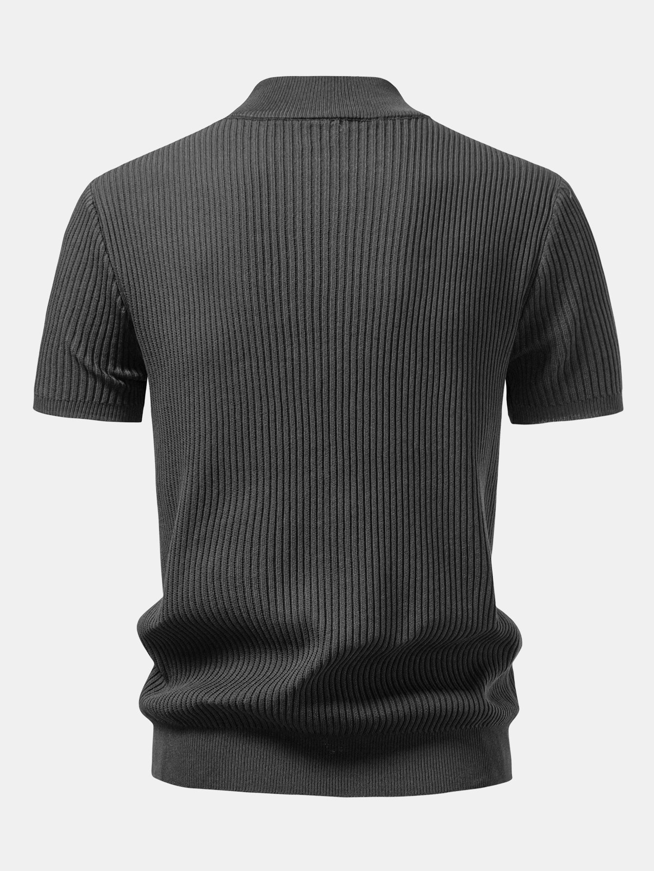 Lachlan - Ribbed Mock Neck Knitted Sweater T-Shirt