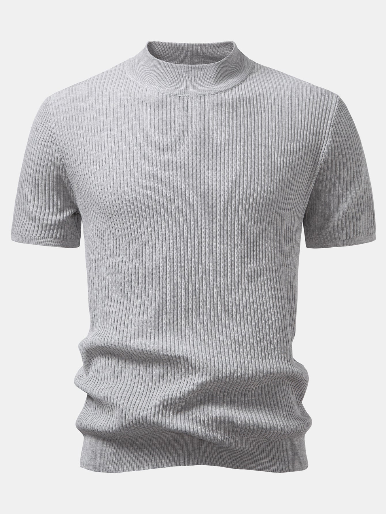 Lachlan - Ribbed Mock Neck Knitted Sweater T-Shirt