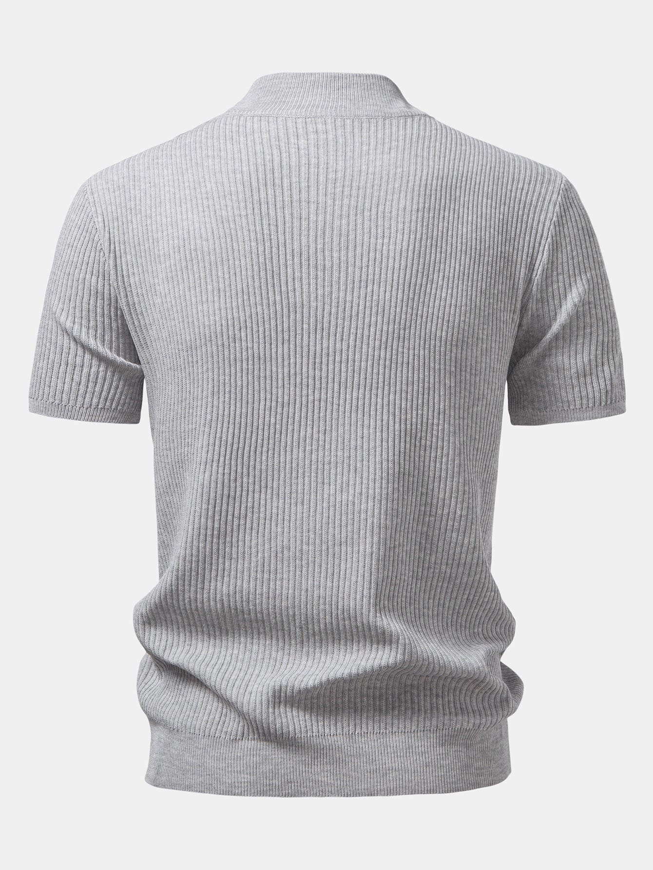 Lachlan - Ribbed Mock Neck Knitted Sweater T-Shirt