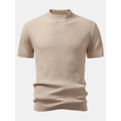 Lachlan - Ribbed Mock Neck Knitted Sweater T-Shirt