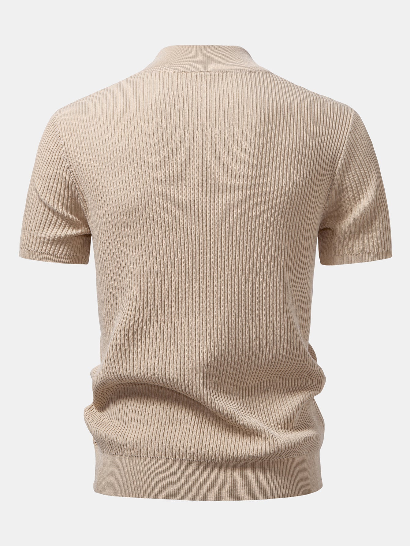 Lachlan - Ribbed Mock Neck Knitted Sweater T-Shirt