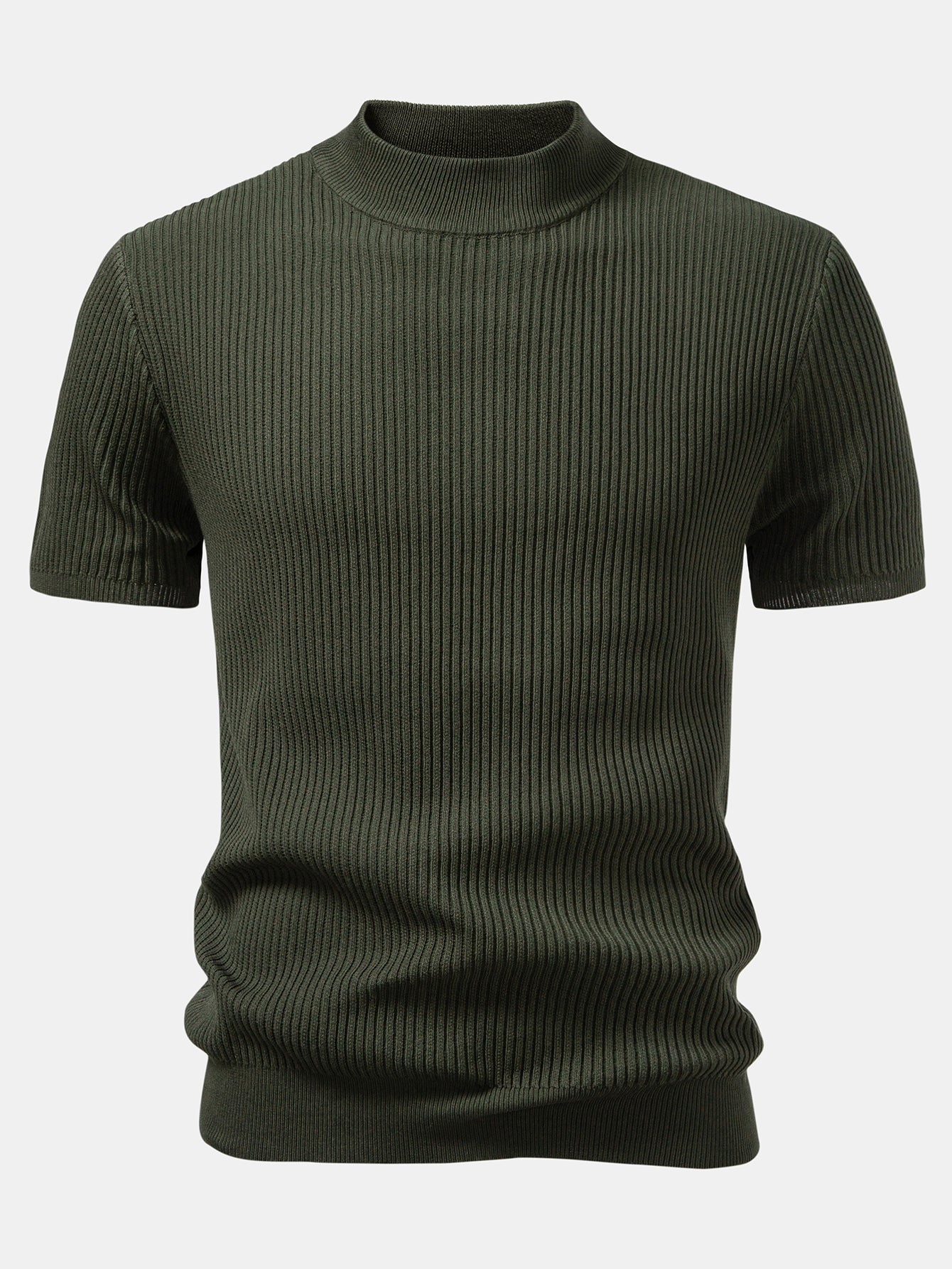 Lachlan - Ribbed Mock Neck Knitted Sweater T-Shirt