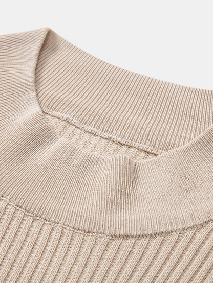 Lachlan - Ribbed Mock Neck Knitted Sweater T-Shirt