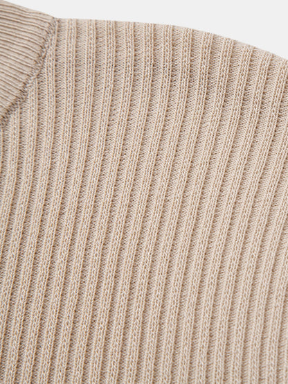 Lachlan - Ribbed Mock Neck Knitted Sweater T-Shirt