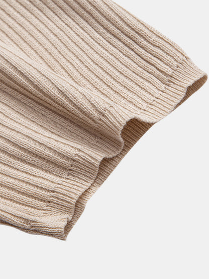 Lachlan - Ribbed Mock Neck Knitted Sweater T-Shirt