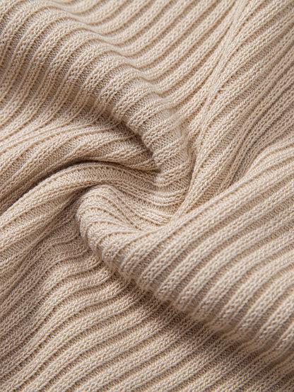 Lachlan - Ribbed Mock Neck Knitted Sweater T-Shirt