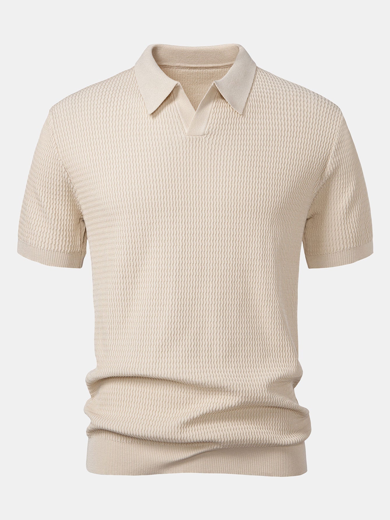 Jack - Wave Jacquard Knit V Neck Polo Shirt & Slim Fit Tapered Trousers