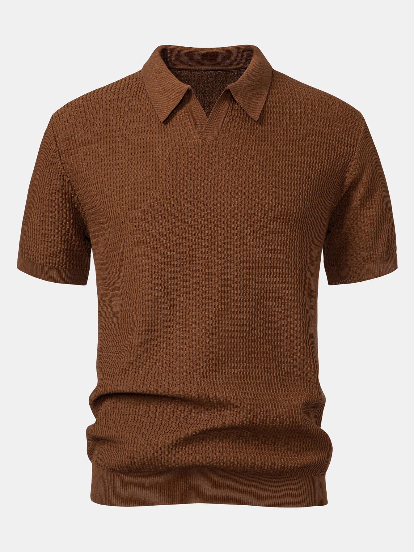 Jack - Wave Jacquard Knit V Neck Polo Shirt & Slim Fit Tapered Trousers