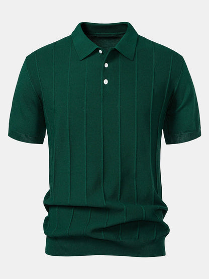 Cooper - Stripe Jacquard Knit Polo Shirt & Straight Leg Ribbed Pants