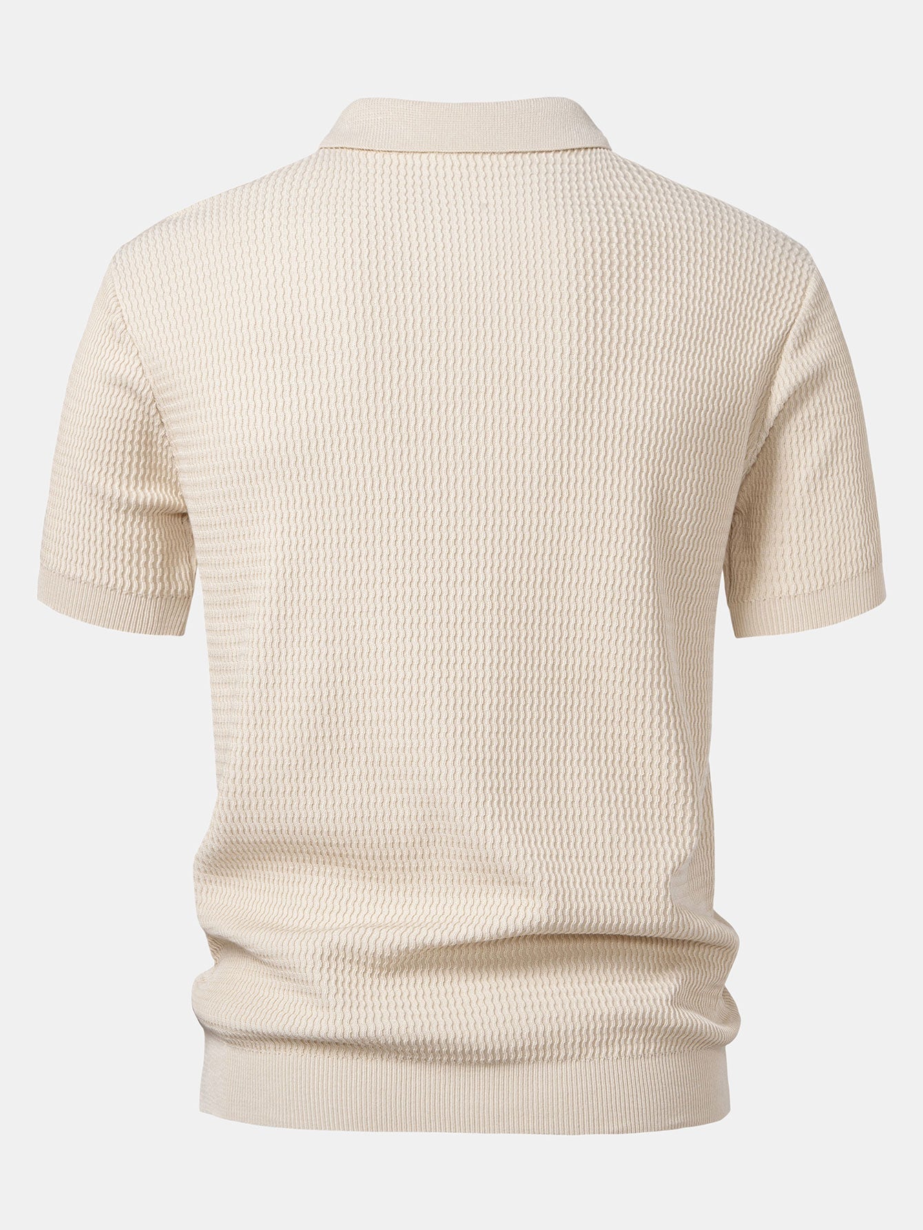 Jack - Wave Jacquard Knit V Neck Polo Shirt & Slim Fit Tapered Trousers