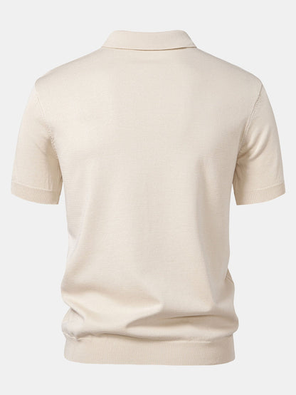 Cooper - Stripe Jacquard Knit Polo Shirt & Straight Leg Ribbed Pants