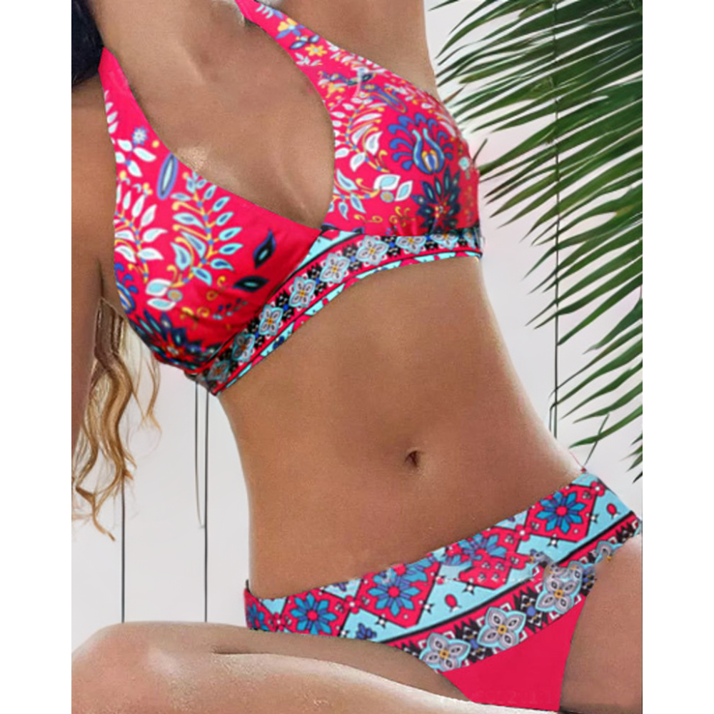 Natalie - Bikini with Floral and Geometric Design