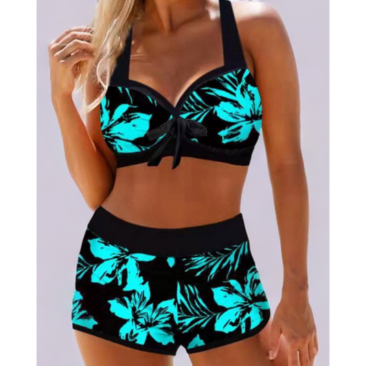 Alana - High Waist Swimsuit with Floral Print